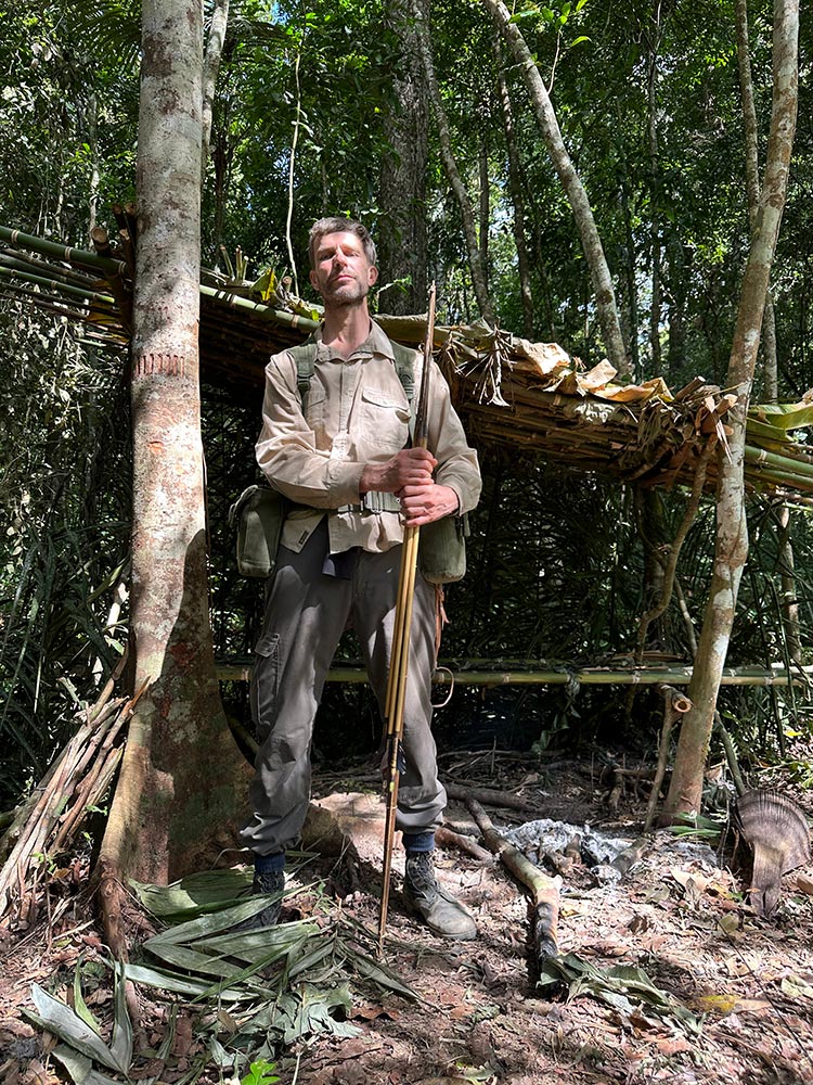 Participant under jungle survival course Guyana