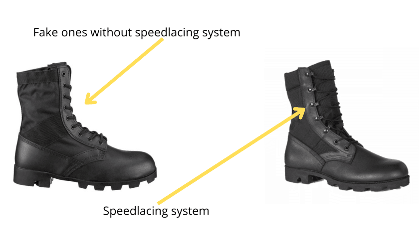 Picture of fake and real jungle boots