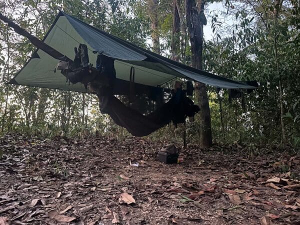 Expedition style hammock camp in the jungle of Guyana