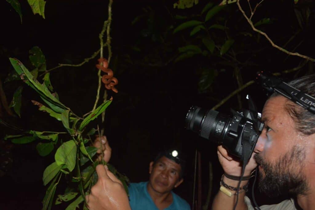 Taking picture of snake in Guyana